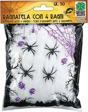 Ragnatela Bianca con 4 Ragni gr.50 Casa e cucina/Decorazioni per interni/Addobbi e decorazioni per ricorrenze/Decorazioni per Halloween Scontolo.net - Potenza, Commerciovirtuoso.it