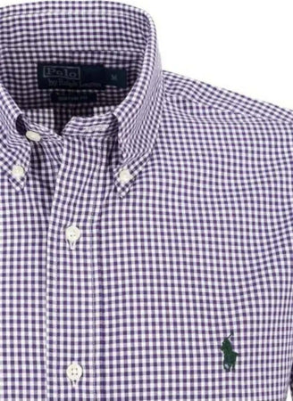 Ralph Lauren Camicia Uomo A Quadretti Custom Fit Button-down Quadretti Purple/white Pony Ricamato Verde Moda/Uomo/Abbigliamento/T-shirt polo e camicie/Camicie casual Euforia - Bronte, Commerciovirtuoso.it