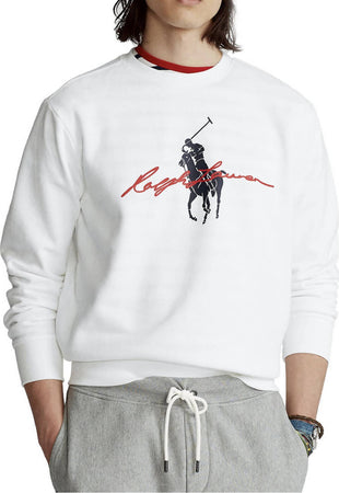 Ralph Lauren Felpa Uomo Bianca Girocollo Logo Stampato Big Pony Con Scritta Polo Ralph Lauren Polsini e Fondo a Coste Bianco Moda/Uomo/Abbigliamento/Felpe/Felpe senza cappuccio Euforia - Bronte, Commerciovirtuoso.it