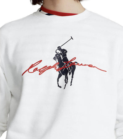 Ralph Lauren Felpa Uomo Bianca Girocollo Logo Stampato Big Pony Con Scritta Polo Ralph Lauren Polsini e Fondo a Coste Bianco Moda/Uomo/Abbigliamento/Felpe/Felpe senza cappuccio Euforia - Bronte, Commerciovirtuoso.it