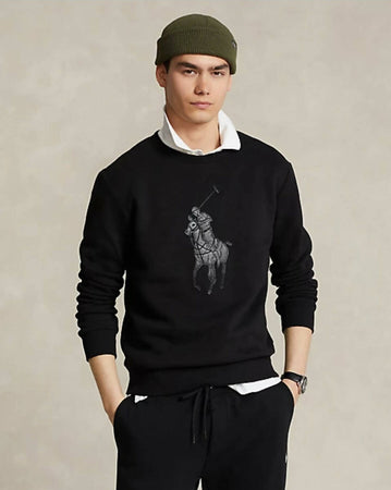 Ralph-Lauren-Felpa-Uomo-Big-Pony-In-Pelle-Felpa-Girocollo-Senza-Cappuccio