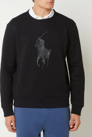 Ralph-Lauren-Felpa-Uomo-Big-Pony-In-Pelle-Felpa-Girocollo-Senza-Cappuccio