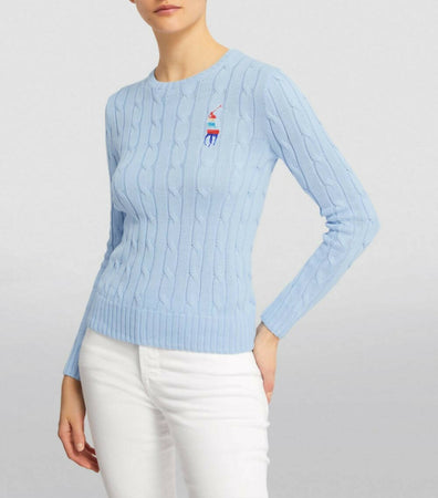 Ralph-Lauren-Pullover-Donna-Trecce-Cotone-Con-Ricamo-Big-Pony-Ricamato-Multicolor