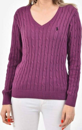 Ralph Lauren Pullover Donna Trecce Scollo a V in Cotone Maglione Slim Fit Tinta Unita Pony Ricamato Maniche Lunghe Moda/Donna/Abbigliamento/Maglioni e cardigan/Maglioni Euforia - Bronte, Commerciovirtuoso.it