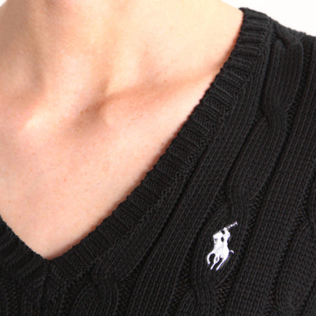 Ralph Lauren Pullover Donna Trecce Scollo a V in Cotone Maglione Slim Fit Tinta Unita Pony Ricamato Maniche Lunghe Moda/Donna/Abbigliamento/Maglioni e cardigan/Maglioni Euforia - Bronte, Commerciovirtuoso.it