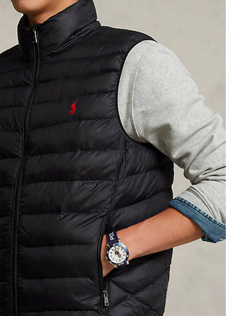 Ralph Lauren Smanicato Uomo Imbottito Tinta Unita Piumino Senza Maniche Collo Alto, Zip E Tasche Moda/Uomo/Abbigliamento/Giacche e cappotti/Gilet Euforia - Bronte, Commerciovirtuoso.it