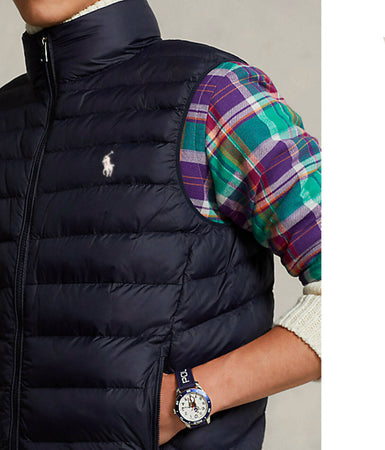 Ralph Lauren Smanicato Uomo Imbottito Tinta Unita Piumino Senza Maniche Collo Alto, Zip E Tasche Moda/Uomo/Abbigliamento/Giacche e cappotti/Gilet Euforia - Bronte, Commerciovirtuoso.it