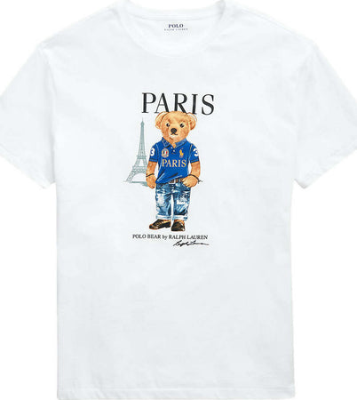 Ralph Lauren T-shirt Uomo Polo Bear In Paris Bianca Maglia Girocollo Mezze Maniche Stampa Orso Ralph Lauren A Parigi Moda/Uomo/Abbigliamento/T-shirt polo e camicie/T-shirt Euforia - Bronte, Commerciovirtuoso.it