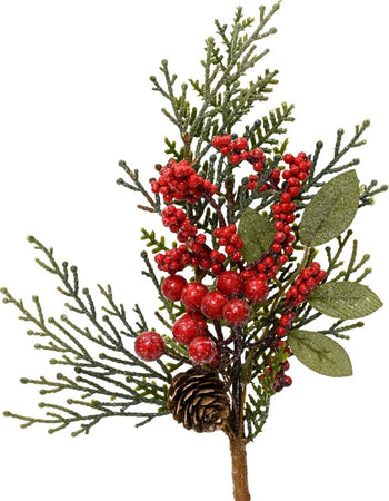 Ramo decorativo color verde e bacche rosse per decorazioni e composizioni di fiori h 26 cm Casa e cucina/Decorazioni per interni/Addobbi e decorazioni per ricorrenze/Decorazioni natalizie/Ghirlande e corone MagiediNatale.it - Altamura, Commerciovirtuoso.it