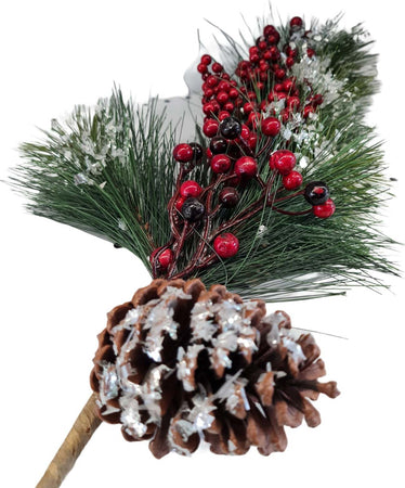 Ramo innevato decorazione natalizia con bacche e pigna per interno h 77 cm Casa e cucina/Decorazioni per interni/Addobbi e decorazioni per ricorrenze/Decorazioni natalizie/Ghirlande e corone MagiediNatale.it - Altamura, Commerciovirtuoso.it