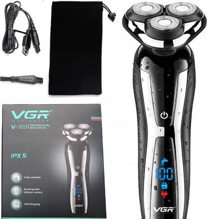 Rasoio-Elettrico-Barba-Trimmer-Usb-Ricaricabile-Impermeabile-Con-Display-V-309