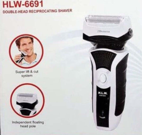 Rasoio-Elettrico-Hlw-6691-Ricaricabile-2-Testine-Lama-Acciaio-Barba-Baffi