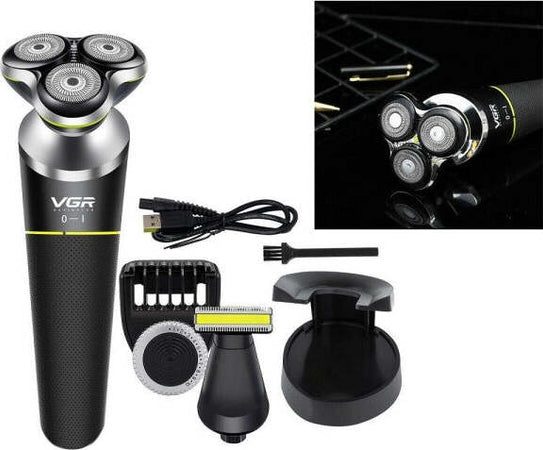 Rasoio-Elettrico-Per-Barba-E-Capelli-Senza-Fili-Impermeabile-3-Testine-Vgr-V-308