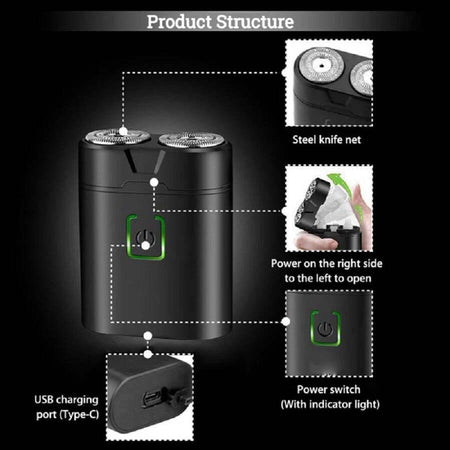 Rasoio-Elettrico-Professionale-Portatile-Ricaricabile-Usb-Impermeabile-Ipx7-V311