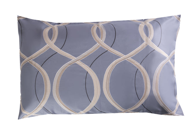 Completo letto lenzuola stampato stampa fantasia in raso di puro di cotone made in Italy MATRIMONIALE SPIRALI - Vanita di raso
