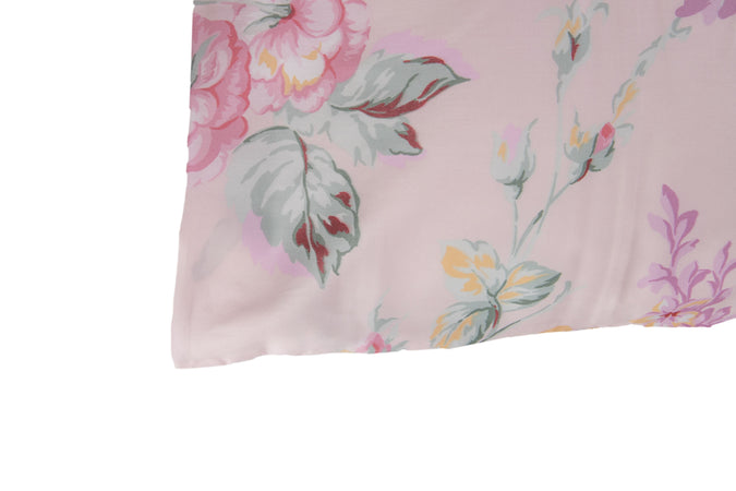 Completo letto lenzuola stampato stampa fantasia in raso di puro di cotone made in Italy MATRIMONIALE PRIMAVERA ROSA - Vanita di raso