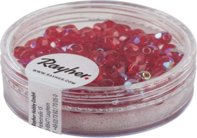 RAYHER---100-PEZZI---PERLA-IN-VETRO-SFACCETTATA-4MM---COLORE-ROSSO