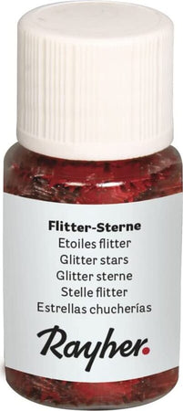 RAYHER---10ml---PAILLETTES-CON-FORMA-A-STELLA-IN-ALLUMINIO---COLORE-ROSSO