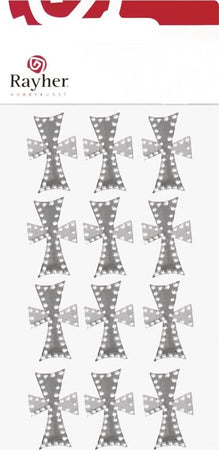 RAYHER---12-PEZZI---CROCE-METALLO-CON-BOLLINO-ADESIVO-2,7X1,8CM