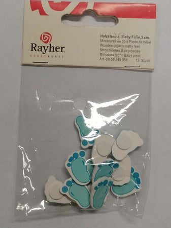 RAYHER---12-PEZZI---MINIATURE-ADESIVE-IL-LEGNO-PIEDI-BAMBINO