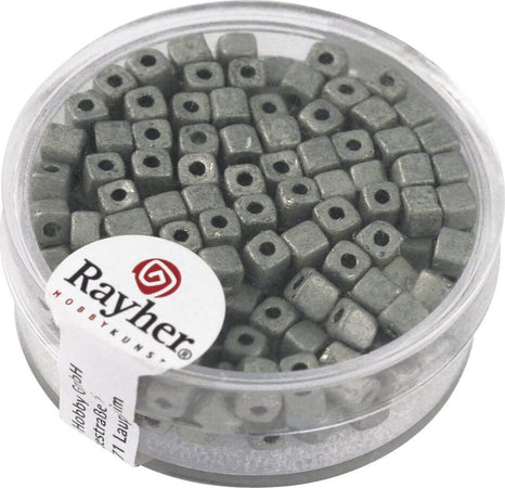 RAYHER---15gr---DADI-METALLIZZATI-OPACHI-3,4X3,4MM---COLORE-ANTRACITE