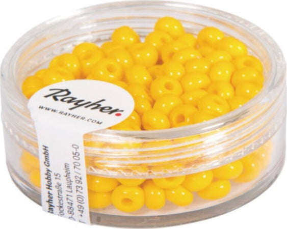 RAYHER---17-GRAMMI---PERLE-INDIANE-IN-VETRO-Ø4,5MM---COLORE-GIALLO