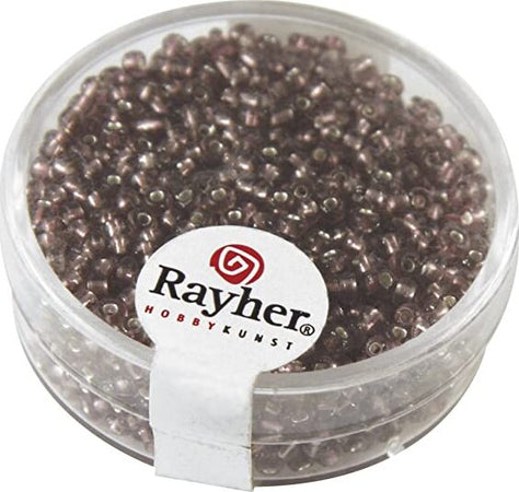 RAYHER---17-GRAMMI---PERLINE-IN-VETRO-ROTONDE-CON-FORO-ARGENTATO-Ø2MM---COLORE-LILLA