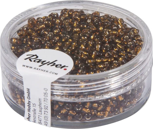 RAYHER---17-GRAMMI---PERLINE-IN-VETRO-ROTONDE-CON-FORO-ARGENTATO-Ø2MM---COLORE-MARRONE