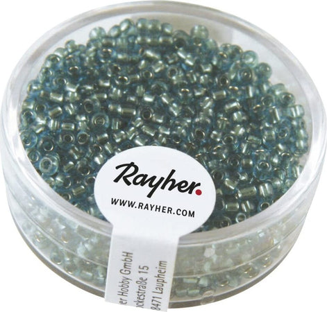 RAYHER---17-GRAMMI---PERLINE-IN-VETRO-ROTONDE-CON-FORO-ARGENTATO-Ø2MM---COLORE-TURCHESE