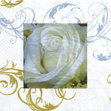 RAYHER---20-PEZZI---CONFEZIONE-DA-20-TOVAGLIOLI-PER-DECOUPAGE-33X33CM---COLORE-ORO-E-ARGENTO-CON-ROSA