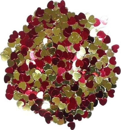 RAYHER---20gr---PAILLETTES-IN-PLASTICA-A-FORMA-DI-CUORE---COLORE-ORO-E-ROSSO