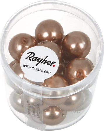 RAYHER---21-PEZZI---PERLE-CERATE-IN-VETRO-RINASCIMENTO-12MM---COLORE-BRONZO