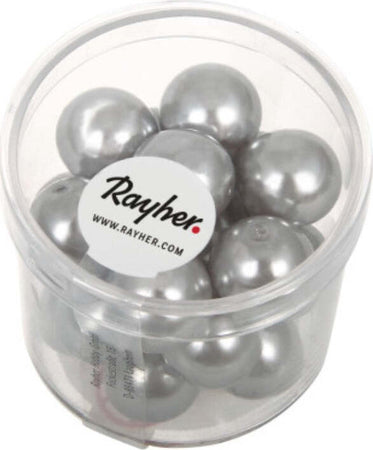 RAYHER---21-PEZZI---PERLE-CERATE-IN-VETRO-RINASCIMENTO-12MM---COLORE-GRIGIO-CHIARO