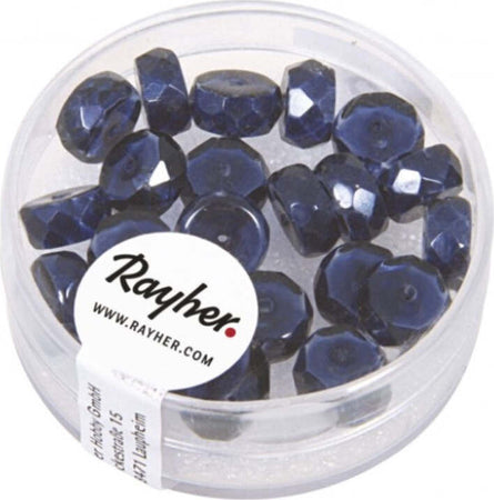 RAYHER---22-PEZZI---PERLE-IN-VETRO-A-RONDELLA-4X8MM---COLORE-BLU-NOTTE
