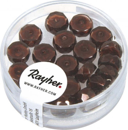 RAYHER---22-PEZZI---PERLE-IN-VETRO-A-RONDELLA-4X8MM---COLORE-MARRONE-SCURO