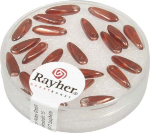 RAYHER---22-PEZZI---PERLE-IN-VETRO-CHICCO-DI-RISO-3X11MM---COLORE-ROSSO/BORDEAUX