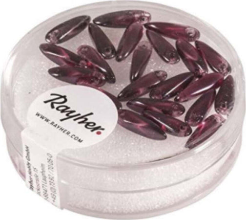 RAYHER---22-PEZZI---PERLE-IN-VETRO-CHICCO-DI-RISO-3X11MM---COLORE-VIOLA
