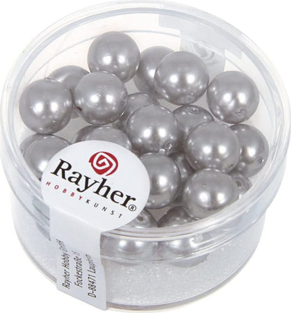 RAYHER---25-PEZZI---PERLE-CERATE-IN-VETRO-RINASCIMENTO-8MM---COLORE-GRIGIO-ARGENTATO