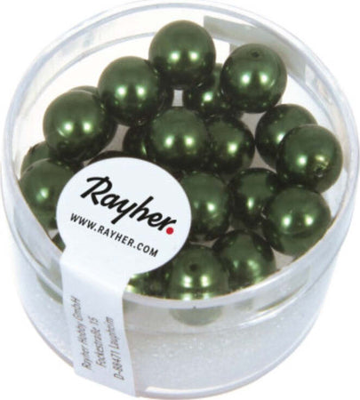 RAYHER---25-PEZZI---PERLE-CERATE-IN-VETRO-RINASCIMENTO-8MM---COLORE-VERDE-SMERALDO