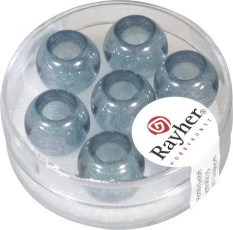 RAYHER---3-PEZZI---PERLINE-IN-VETRO-CON-FORO-GRANDE-Ø12MM-L.5-MM---COLORE-BLU-JEANS