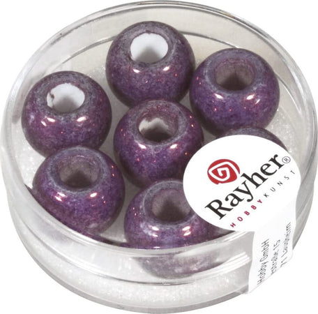 RAYHER---3-PEZZI---PERLINE-IN-VETRO-OPACO-CON-FORO-GRANDE-Ø12MM-L.5-MM---COLORE-PRUGNA