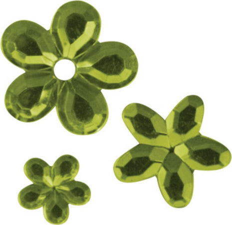 RAYHER---310-PEZZI---FIORI-STRASS-ACRILICO-5,8,10MM---COLORE-VERDE-CHIARO