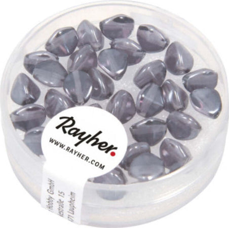 RAYHER---32-PEZZI---PERLE-IN-VETRO-TRIANGOLARE-7MM---COLORE-GRIGIO-ANTRACITE