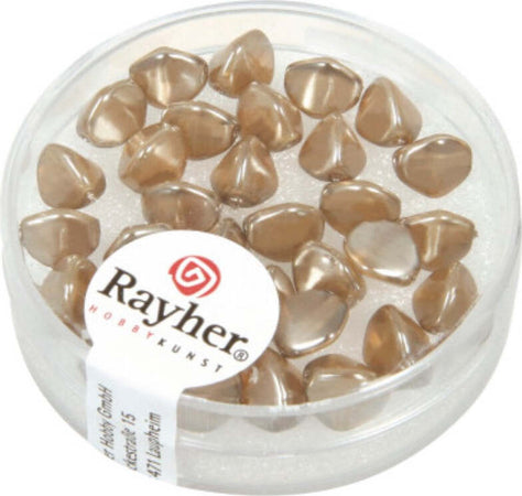 RAYHER---32-PEZZI---PERLE-IN-VETRO-TRIANGOLARE-7MM---COLORE-MARRONE-TALPA