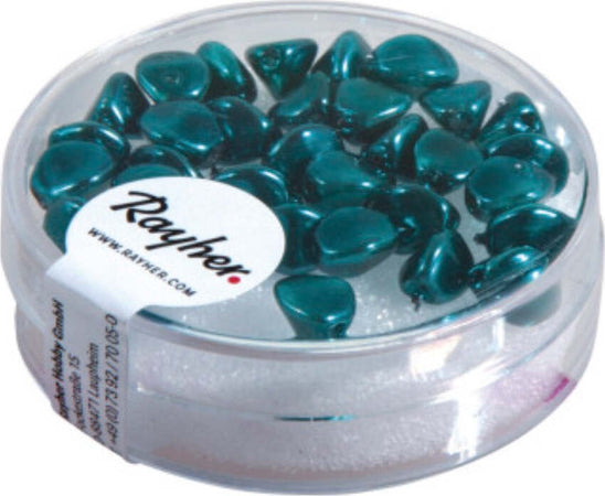 RAYHER---32-PEZZI---PERLE-IN-VETRO-TRIANGOLARE-7MM---COLORE-TURCHESE-INDIANO