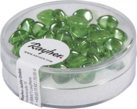 RAYHER---32-PEZZI---PERLE-IN-VETRO-TRIANGOLARE-7MM---COLORE-VERDE-MAGGIO