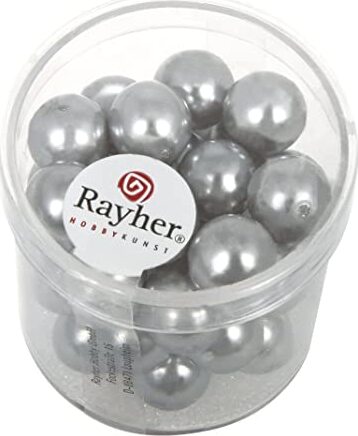 RAYHER---35-PEZZI---PERLE-CERATE-IN-VETRO-RINASCIMENTO-10MM---COLORE-ARGENTO