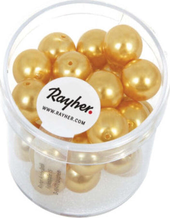 RAYHER---35-PEZZI---PERLE-CERATE-IN-VETRO-RINASCIMENTO-10MM---COLORE-GIALLO-SOLE