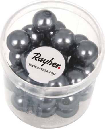 RAYHER---35-PEZZI---PERLE-CERATE-IN-VETRO-RINASCIMENTO-10MM---COLORE-GRIGIO-ANTRACITE