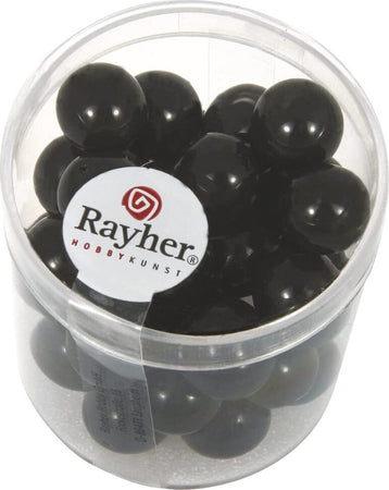 RAYHER---35-PEZZI---PERLE-CERATE-IN-VETRO-RINASCIMENTO-10MM---COLORE-NERO